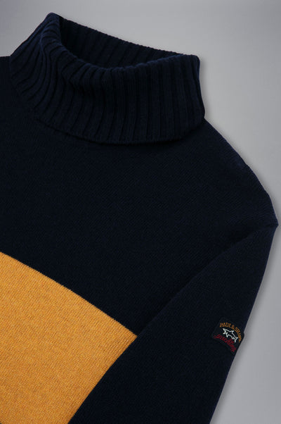 Paul & Shark Re-Wool Turtleneck Sweater | Navy/Mustard