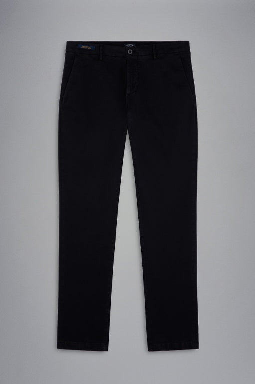 Paul & Shark Compact Satin Stretch Cotton Regular fit Trousers | Black