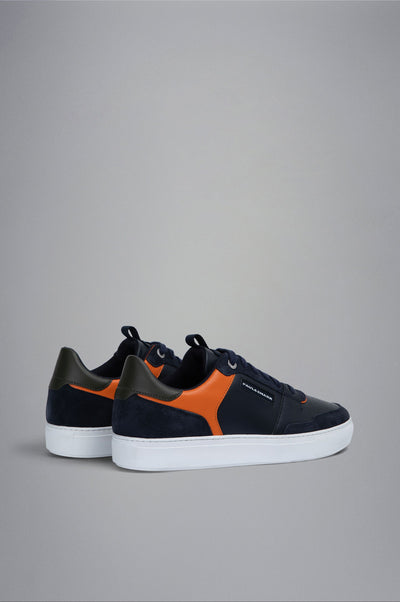 Paul & Shark Leather Sneakers | Navy/Orange