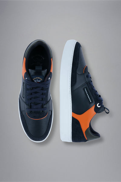 Paul & Shark Leather Sneakers | Navy/Orange