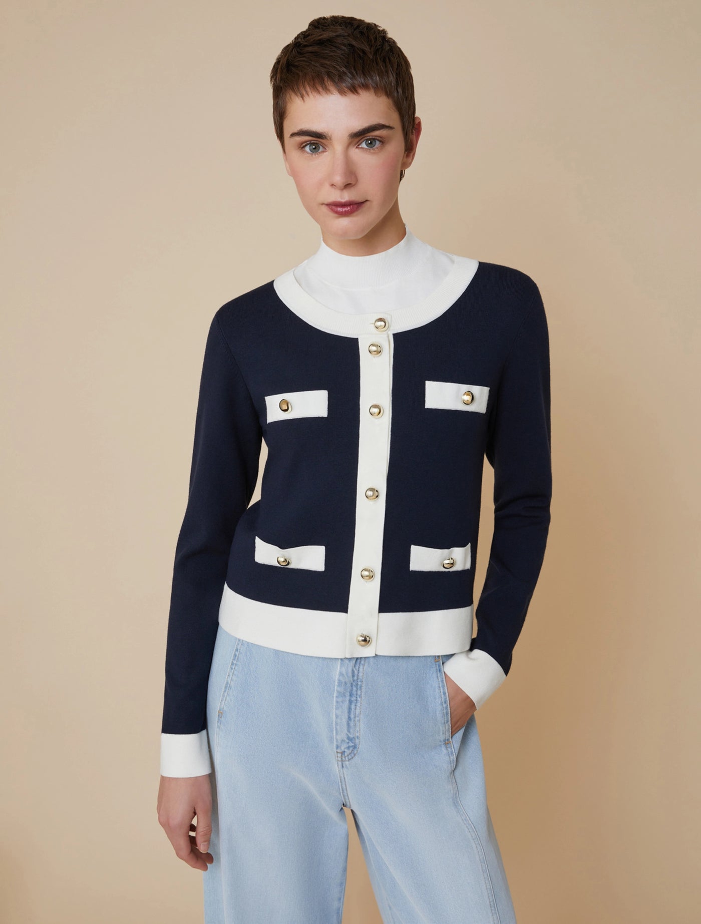 PennyBlack Boxy Fit Cardigan | Navy