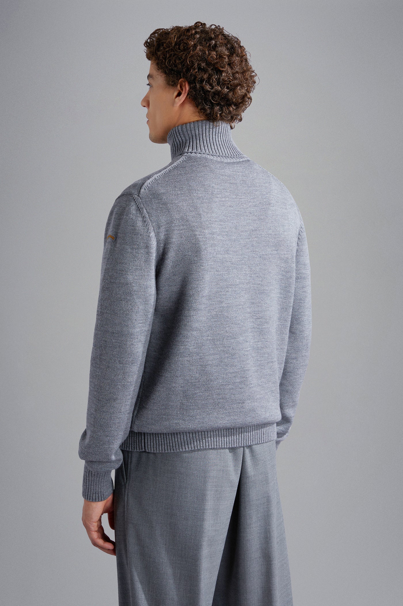 Paul & Shark Wool Turtleneck Sweater with Moon Badge | Grey