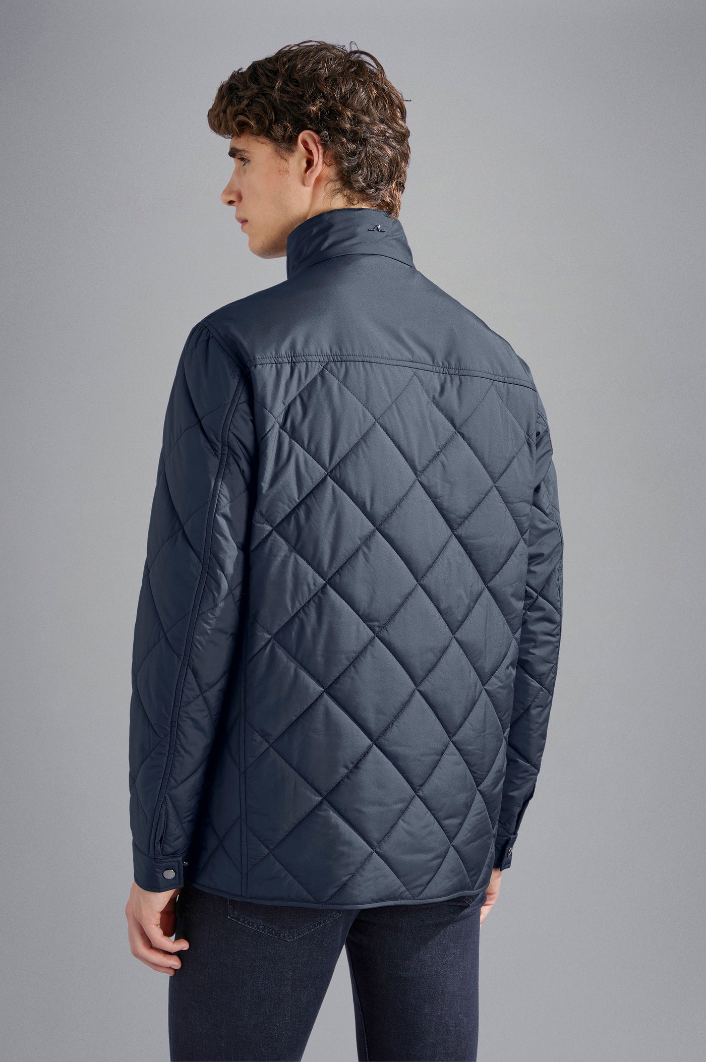 Paul & Shark Save The Sea Quilted Jacket with Alcantara® and Shark Fin | Navy