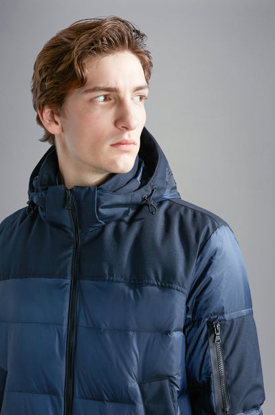 Paul & Shark Iridescent Re-Goose Down Jacket with Shark Fin | Navy