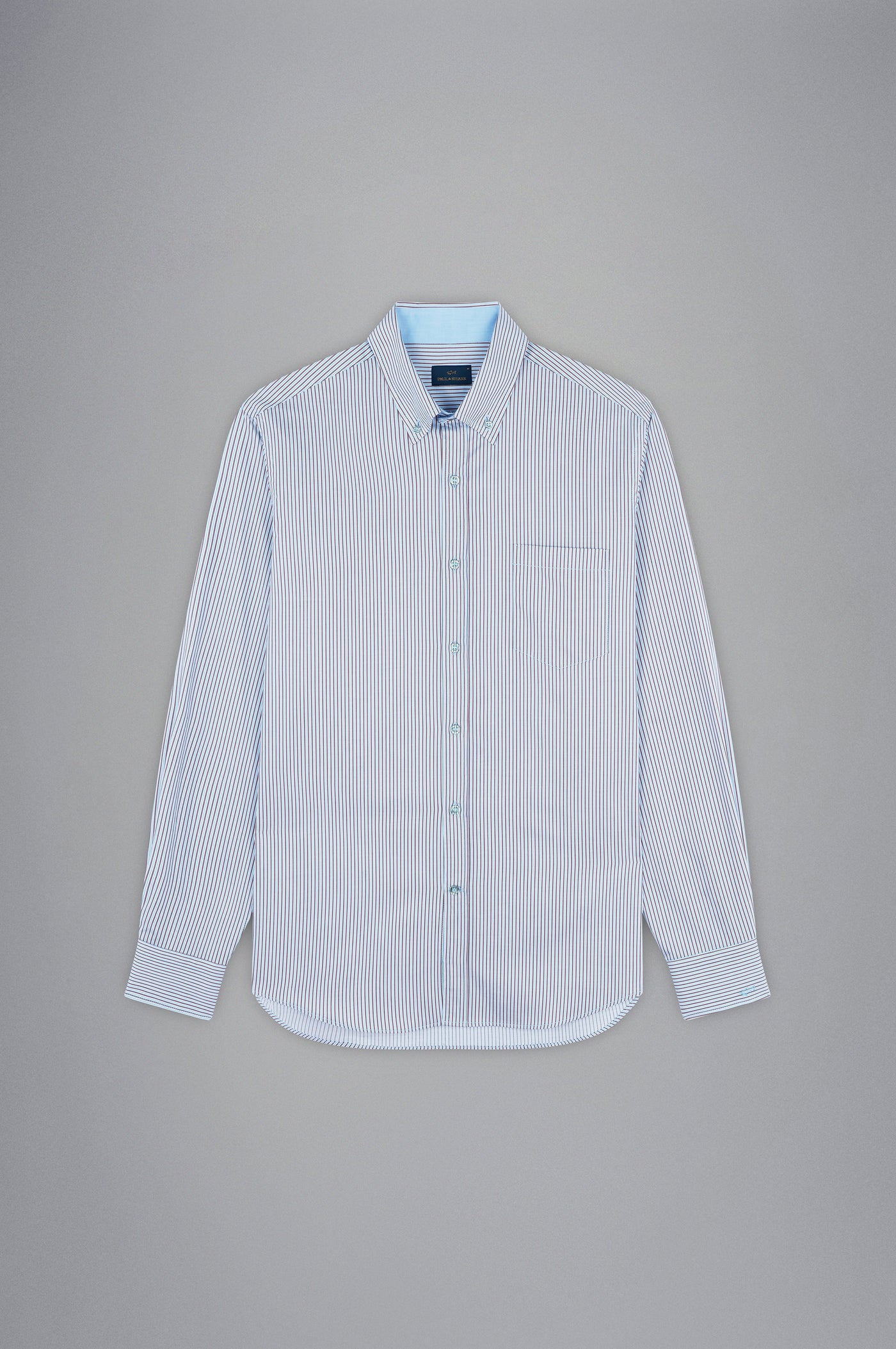 Paul & Shark Cotton Twill Shirt | Pale Blue/Brown