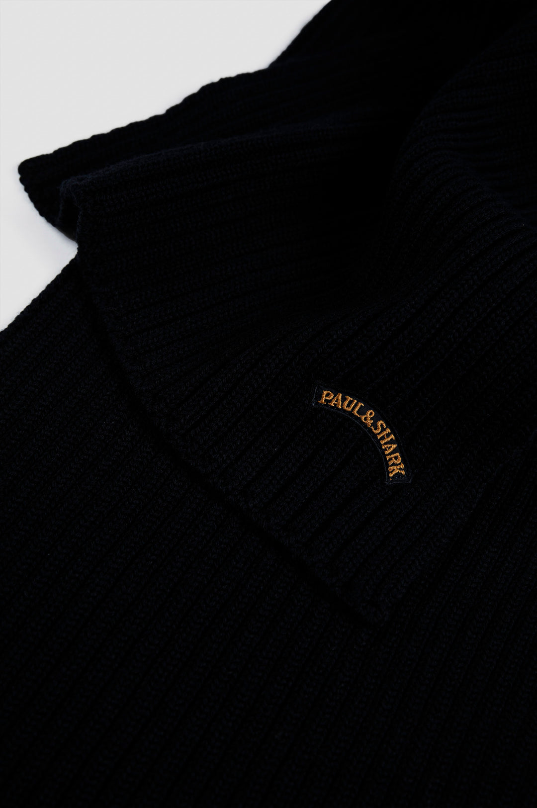 Paul & Shark Moon Badge Soft Cool Touch Wool Scarf | Black