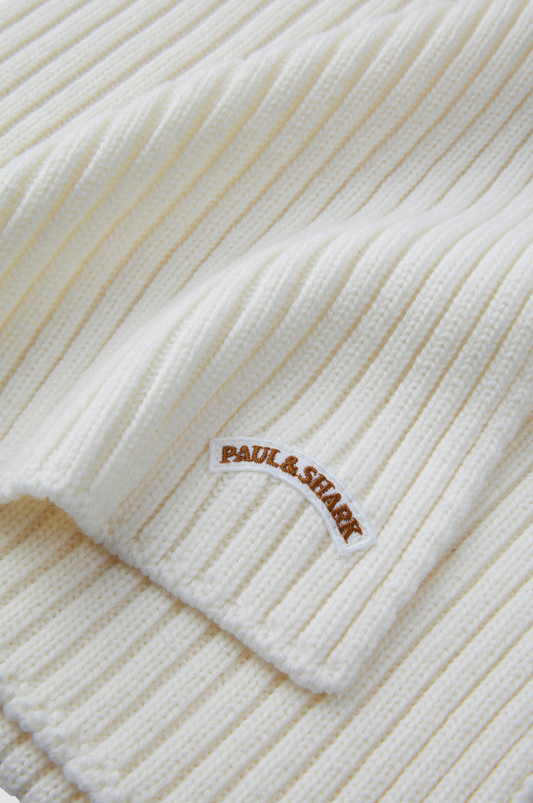 Paul & Shark Moon Badge Soft Cool Touch Wool Scarf | Ecru