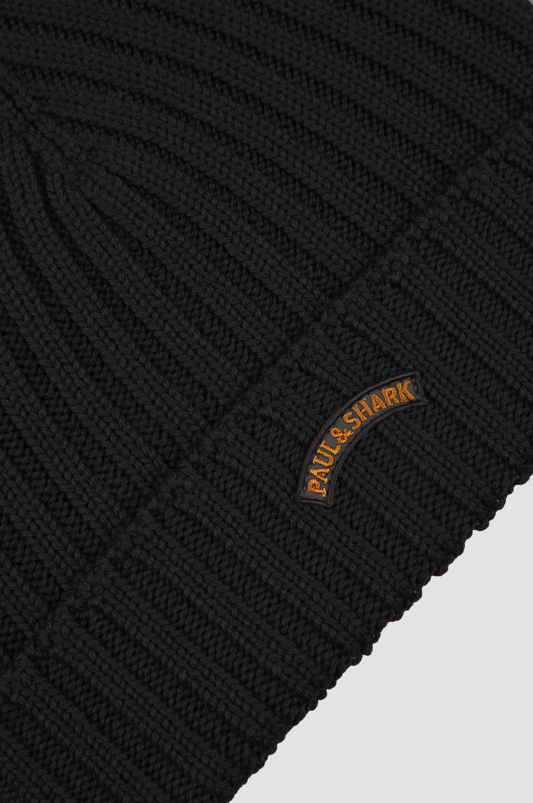Paul & Shark Moon Badge Soft Cool Touch Beanie | Black