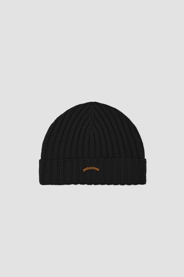 Paul & Shark Moon Badge Soft Cool Touch Beanie | Black