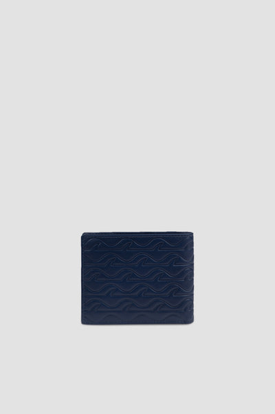 Paul & Shark Monogram Leather Coin Wallet | Navy