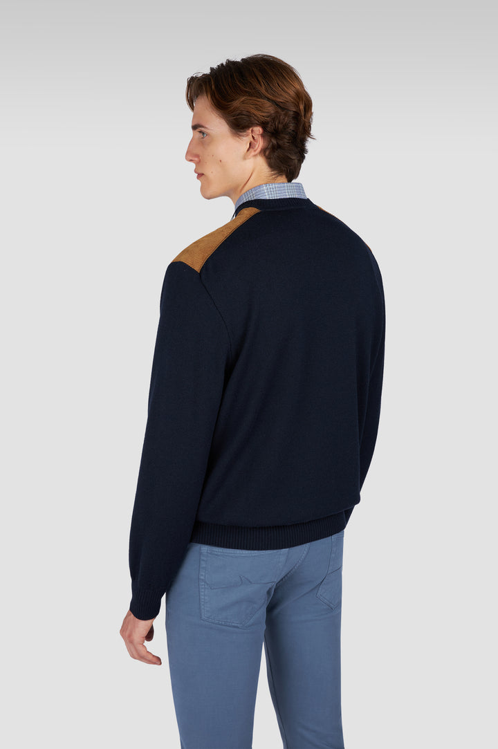 Paul & Shark Velvet Soft Cool Touch Wool Crewneck | Navy