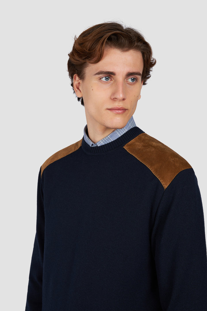 Paul & Shark Velvet Soft Cool Touch Wool Crewneck | Navy