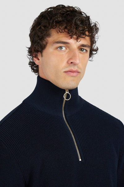 Paul & Shark Tech Wool Half Zip Sweater | Navy