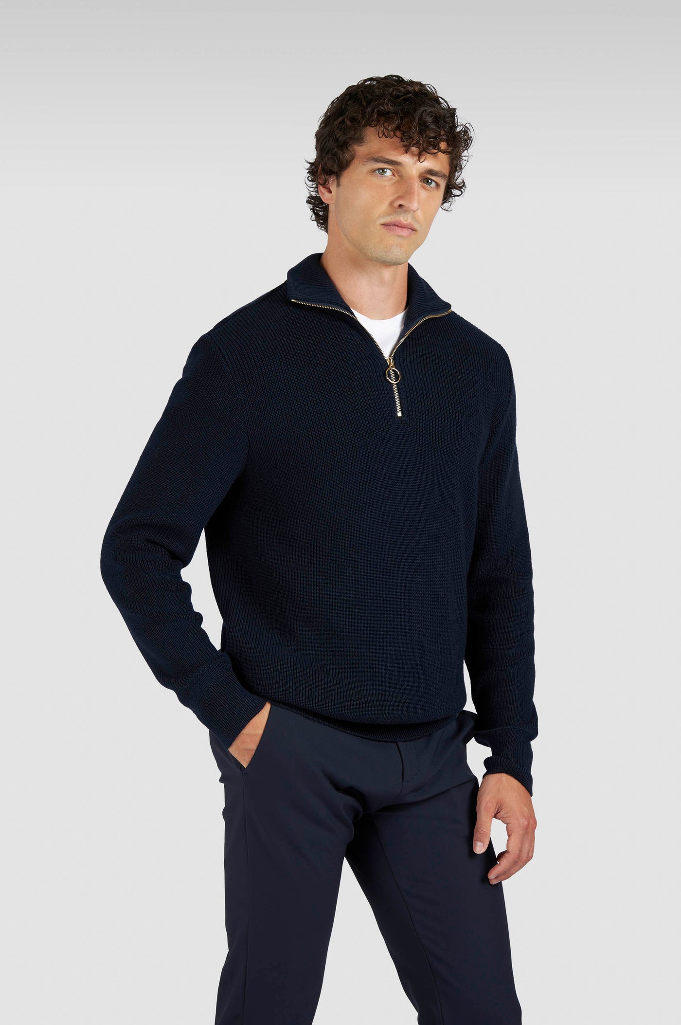 Paul & Shark Tech Wool Half Zip Sweater | Navy