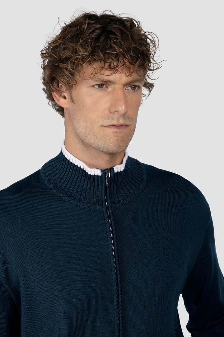 Paul & Shark Soft Cool Touch Wool Cardigan | Navy