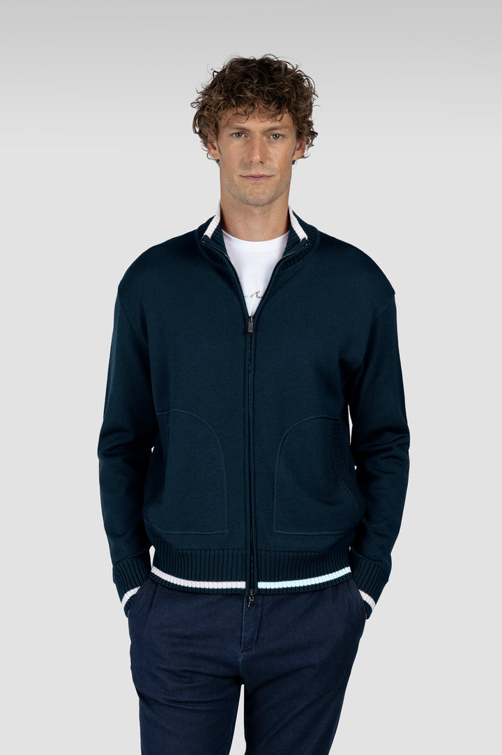 Paul & Shark Soft Cool Touch Wool Cardigan | Navy