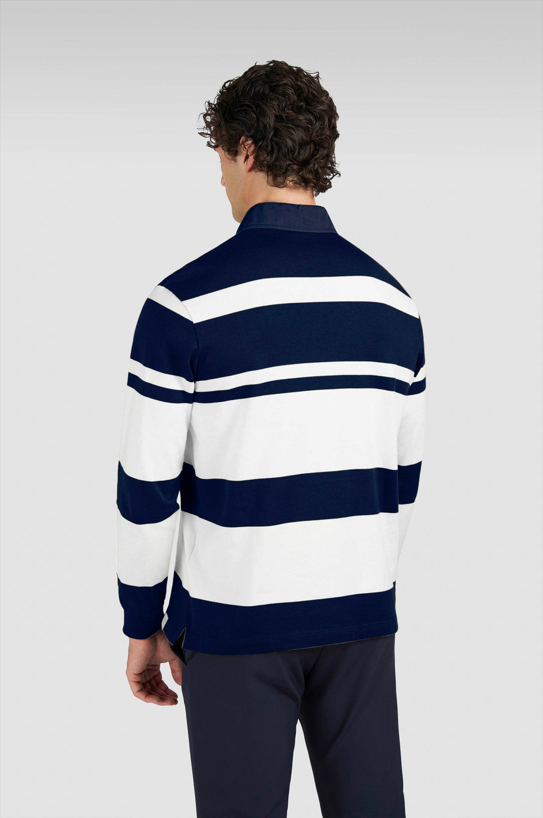 Paul & Shark Cotton Jersey Rugby Polo with Embroidery | Navy/White