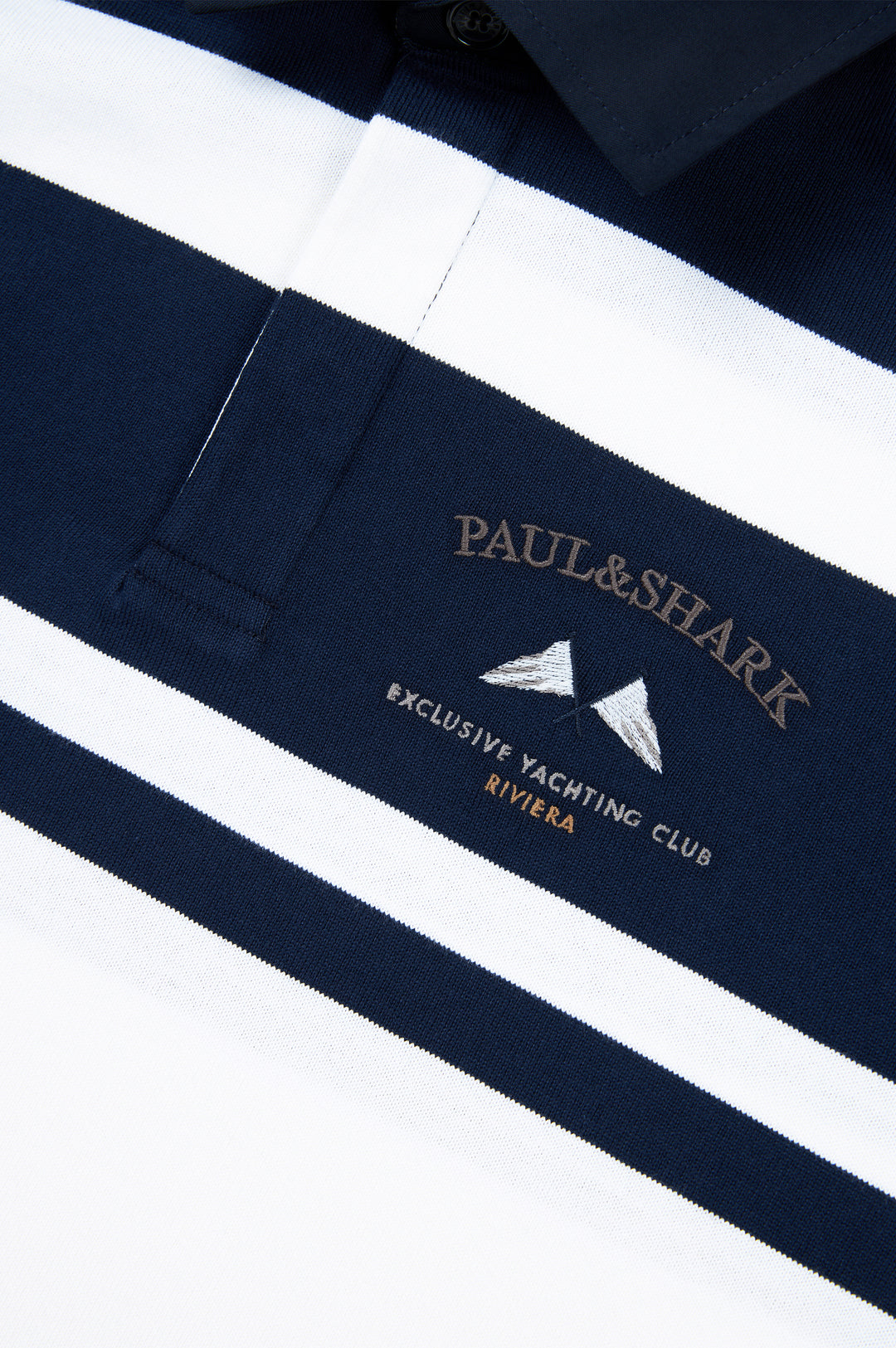 Paul & Shark Cotton Jersey Rugby Polo with Embroidery | Navy/White