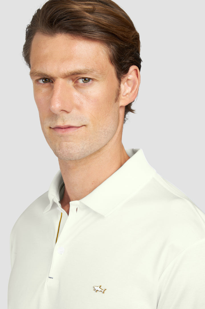 Paul & Shark Metal Shark Aqua Touch Cotton Polo | Cream