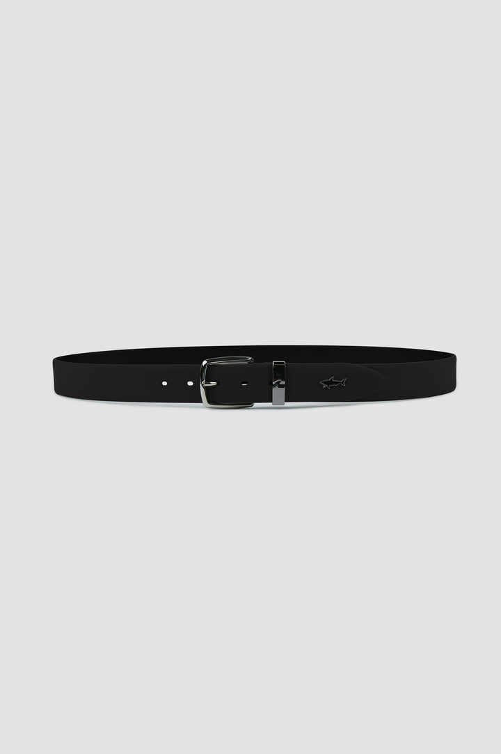 Paul & Shark Metal Shark Leather Belt | Black