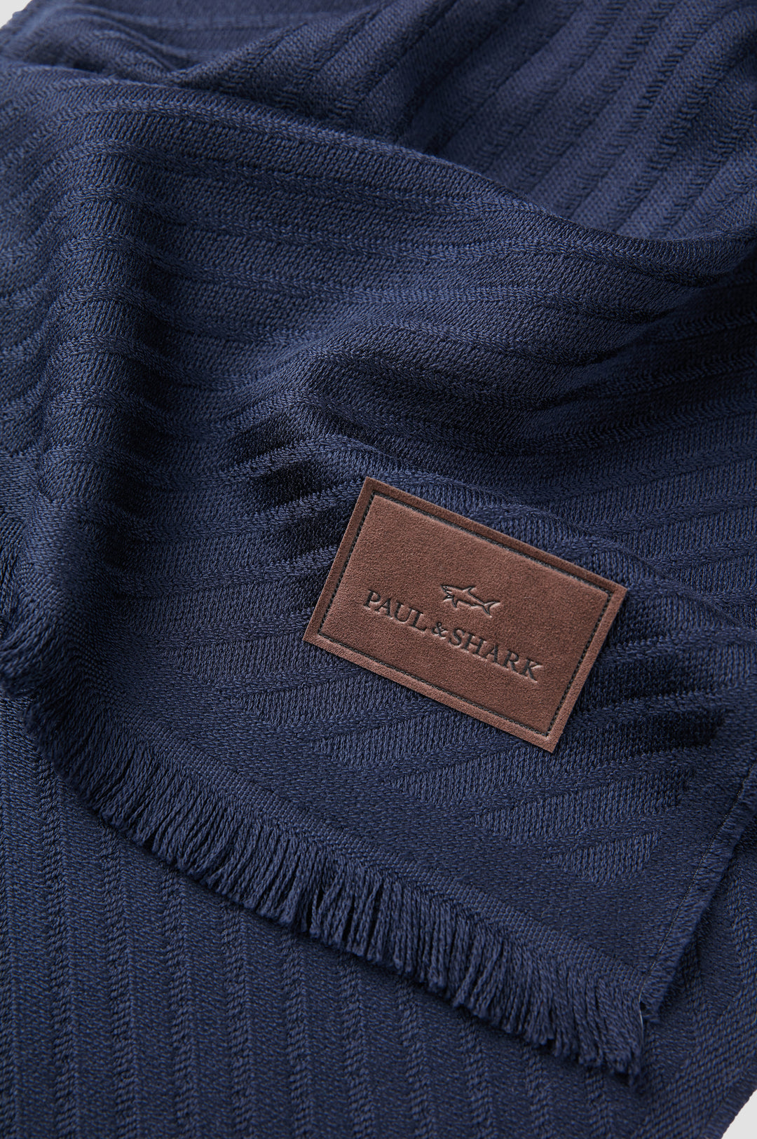 Paul & Shark Alcantara® Badge Wool Scarf | Navy