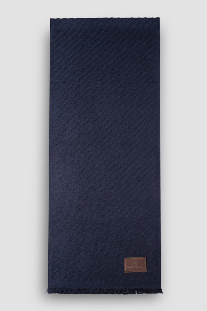 Paul & Shark Alcantara® Badge Wool Scarf | Navy