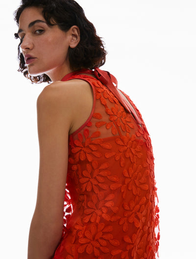 PennyBlack Embroidered Tulle Dress | Coral