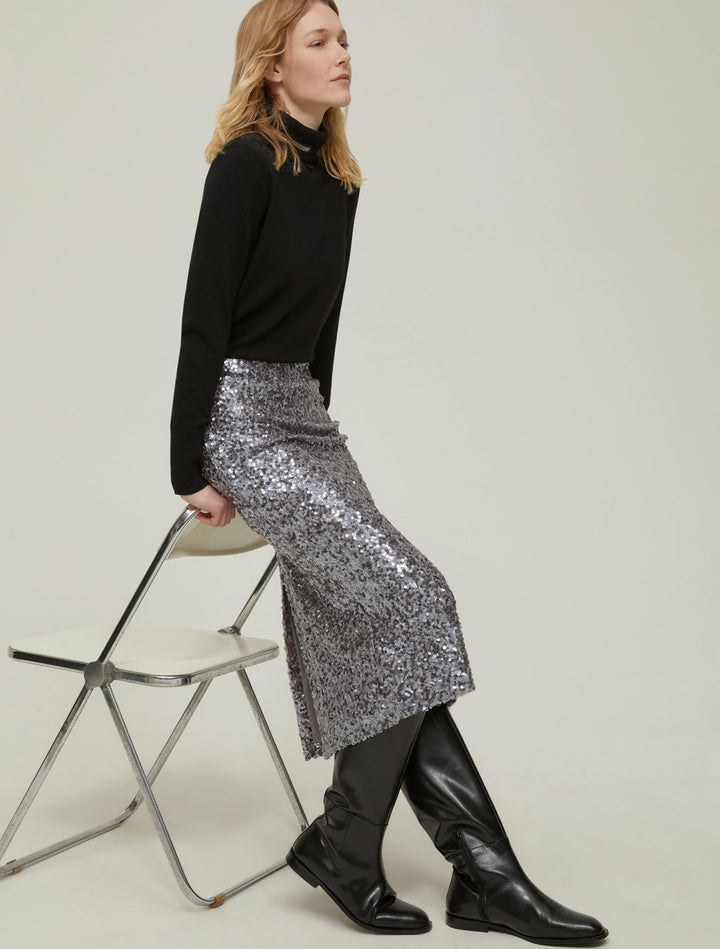 PennyBlack Epoca Sequin Pencil Skirt | Grey