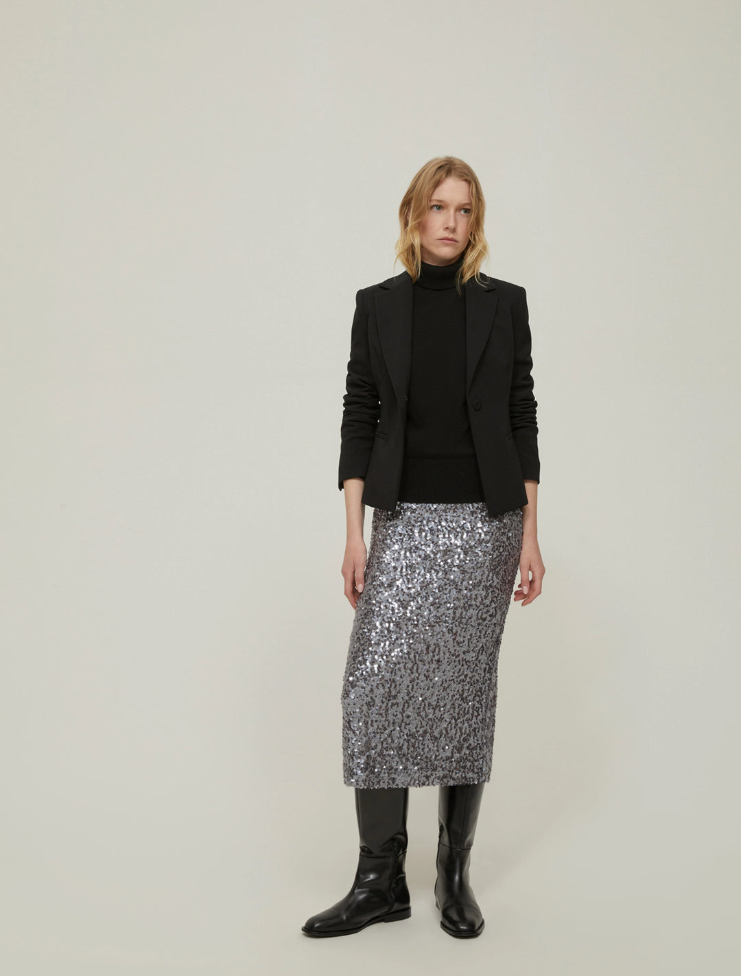 PennyBlack Epoca Sequin Pencil Skirt | Grey