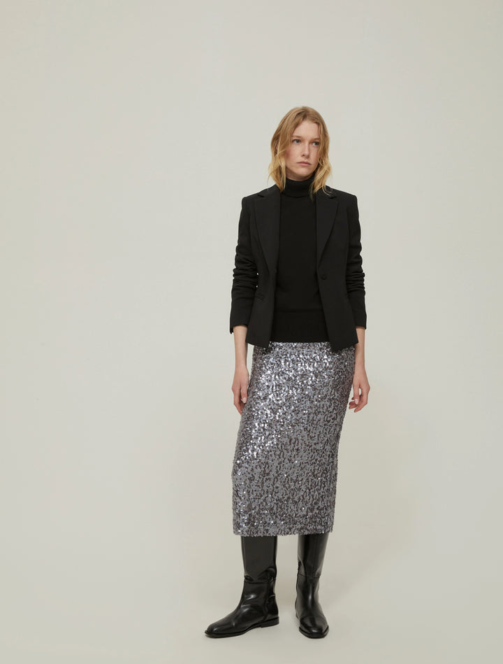 PennyBlack Epoca Sequin Pencil Skirt | Grey