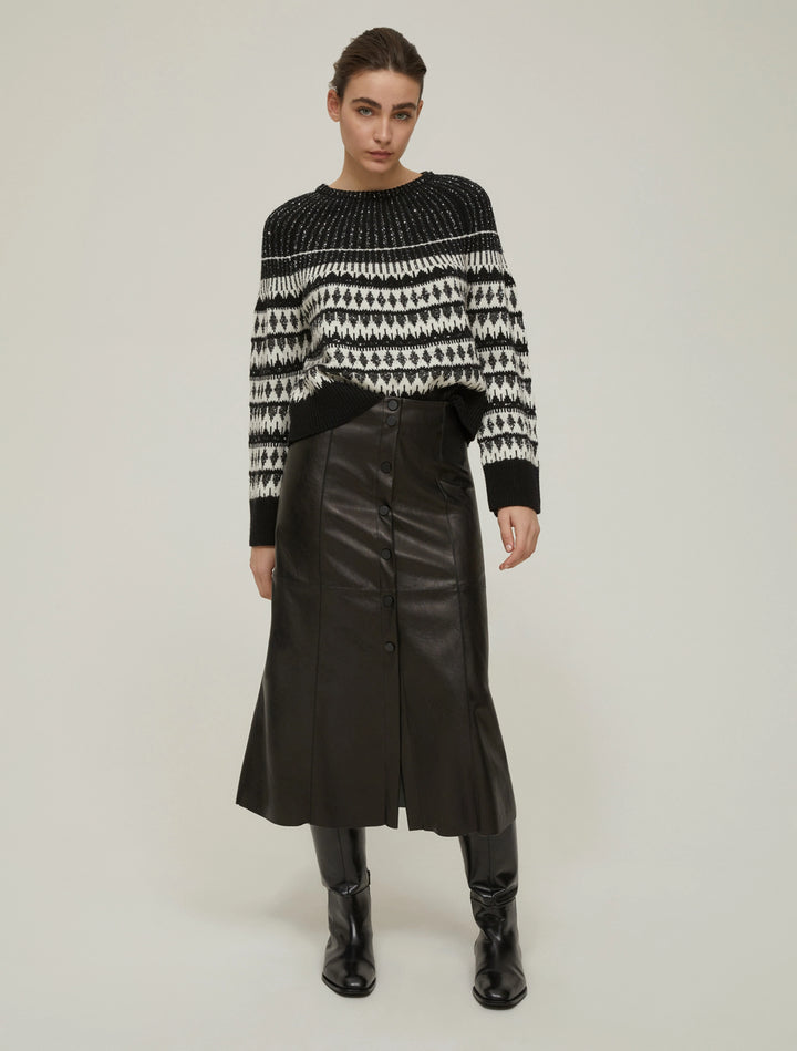 PennyBlack Sibilla Coated Jersey Midi Skirt | Black