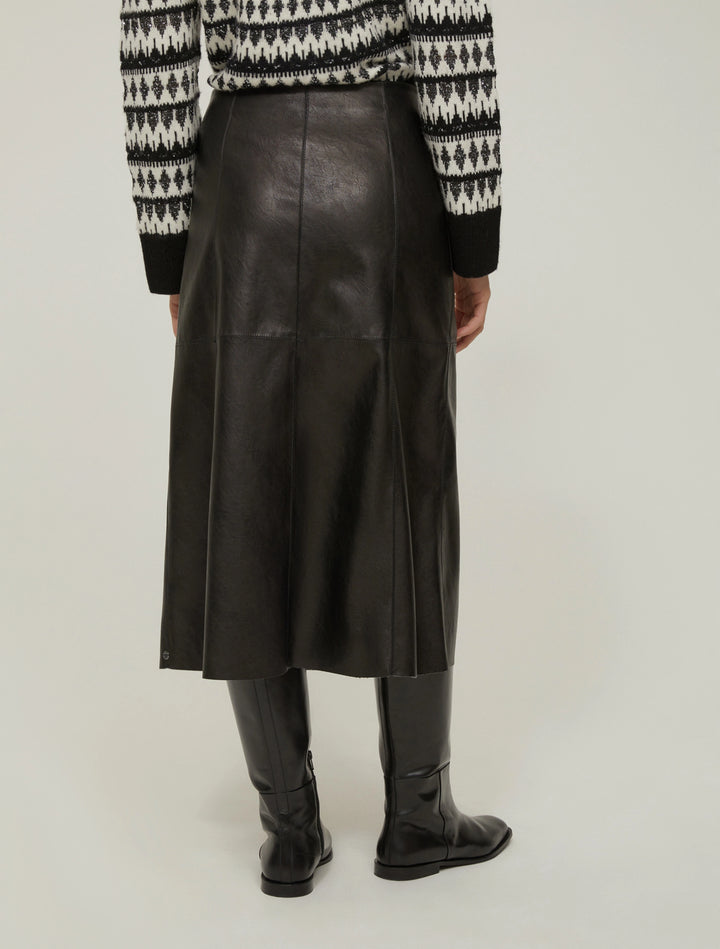 PennyBlack Sibilla Coated Jersey Midi Skirt | Black