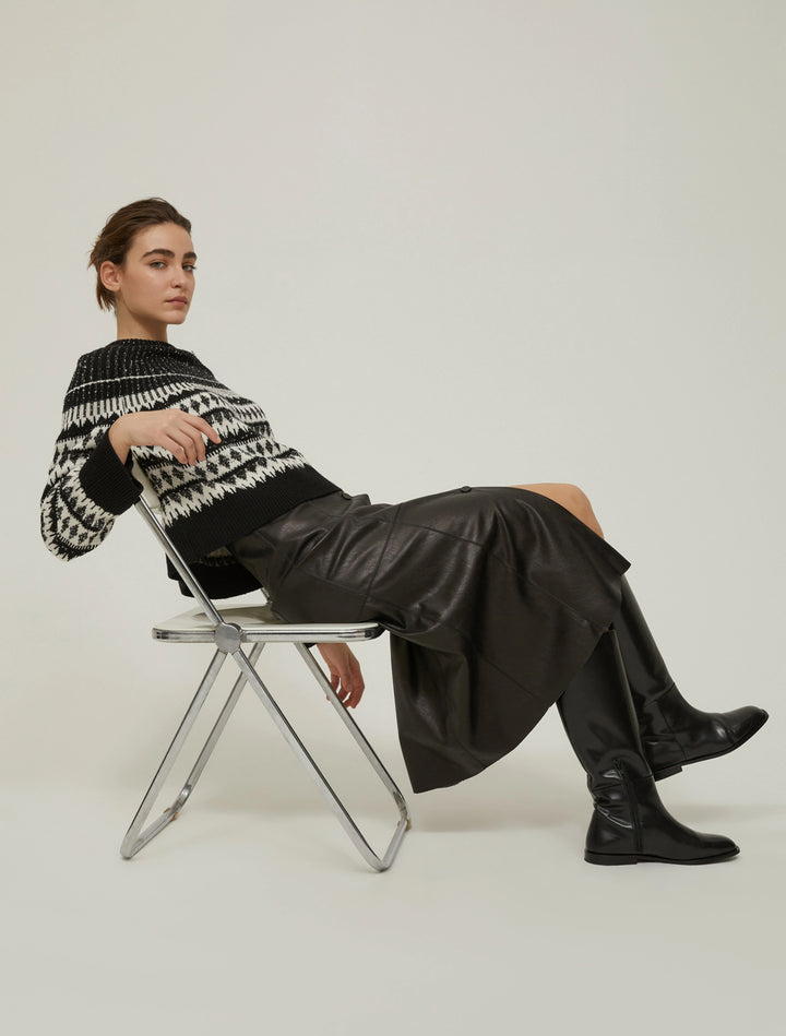 PennyBlack Sibilla Coated Jersey Midi Skirt | Black