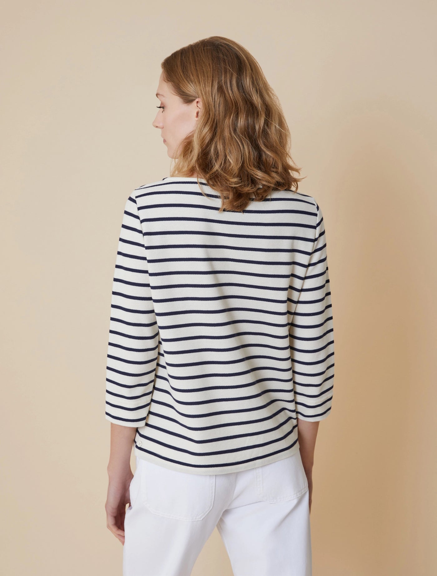 PennyBlack Jersey Piqué Sailor Top | Navy/White