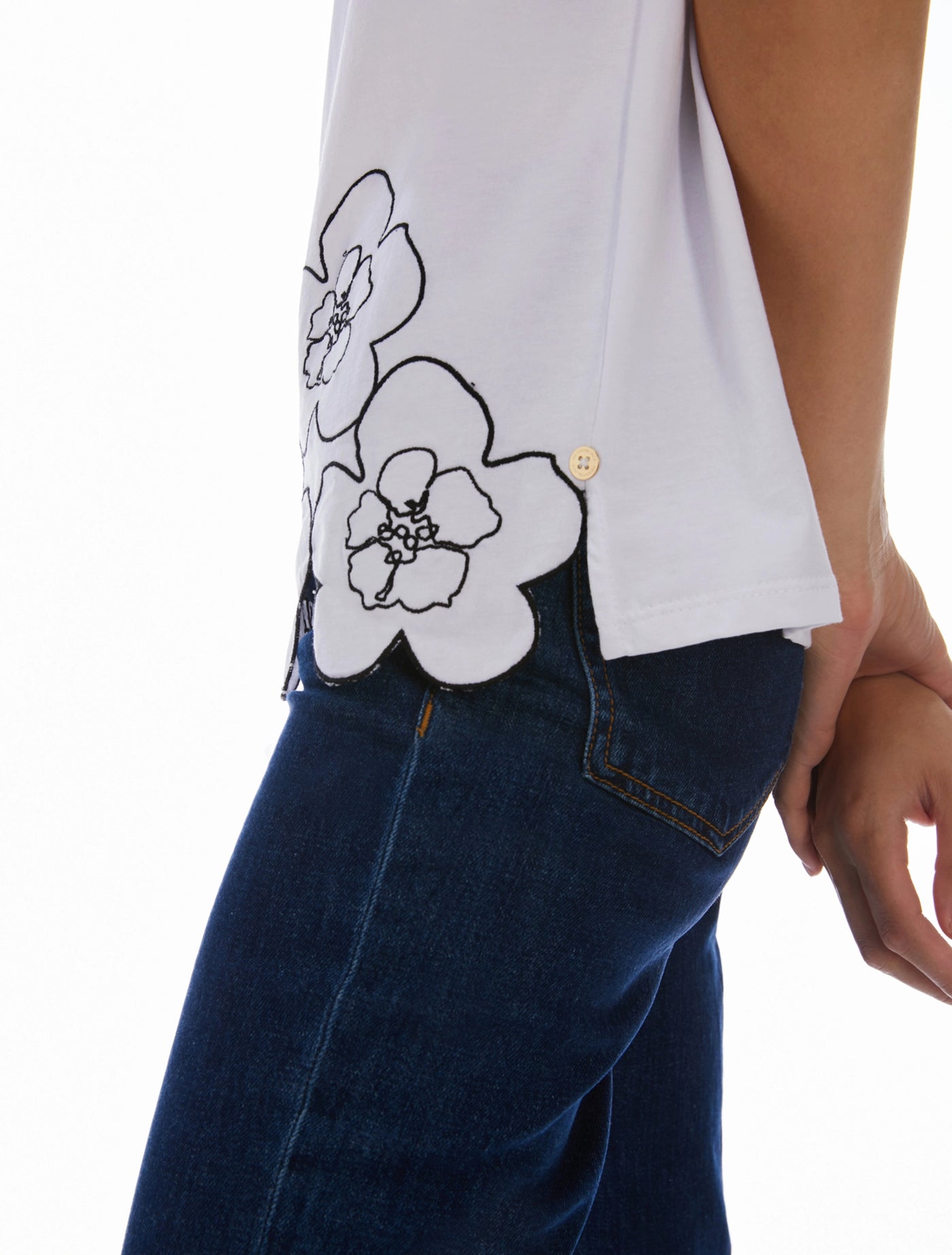 PennyBlack Embroidered Cotton T-shirt | White