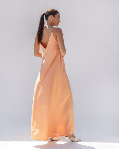 Never Needy Maxi Dress with V Neck | Apricot