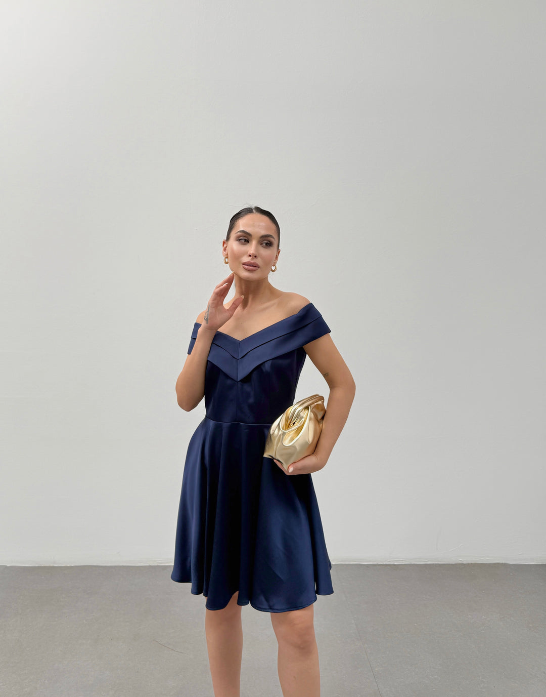 Never Needy Madonna Collar Dress | Blue