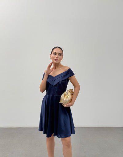 Never Needy Madonna Collar Dress | Blue