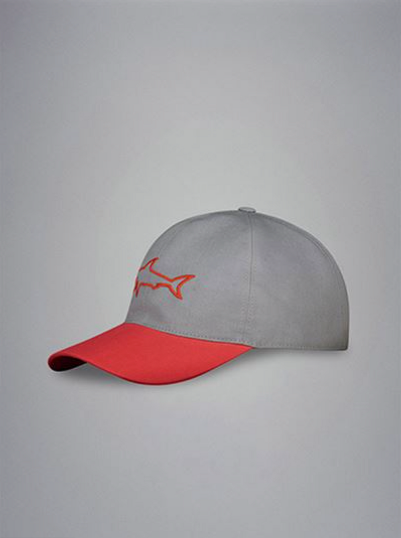 Paul & Shark Cotton Hat with Embroidered Shark | Grey/Red