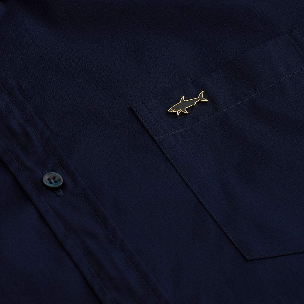 Paul & Shark Cotton Poplin Shirt with Embroidery | Navy