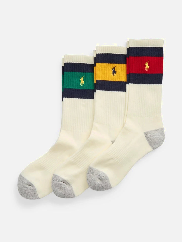 Ralph Lauren Crew Sock three-pack | Red/Green/Yellow