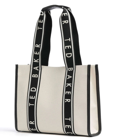 Ted Baker Georjia Branded Webbing Canvas Tote Bag | White