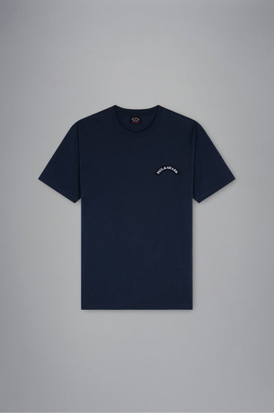 Paul & Shark Organic Cotton T-Shirt with Shark Print and P&S Badge | Navy