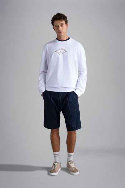 Paul & Shark Organic Cotton T-Shirt with Shark Print and P&S Badge | Navy
