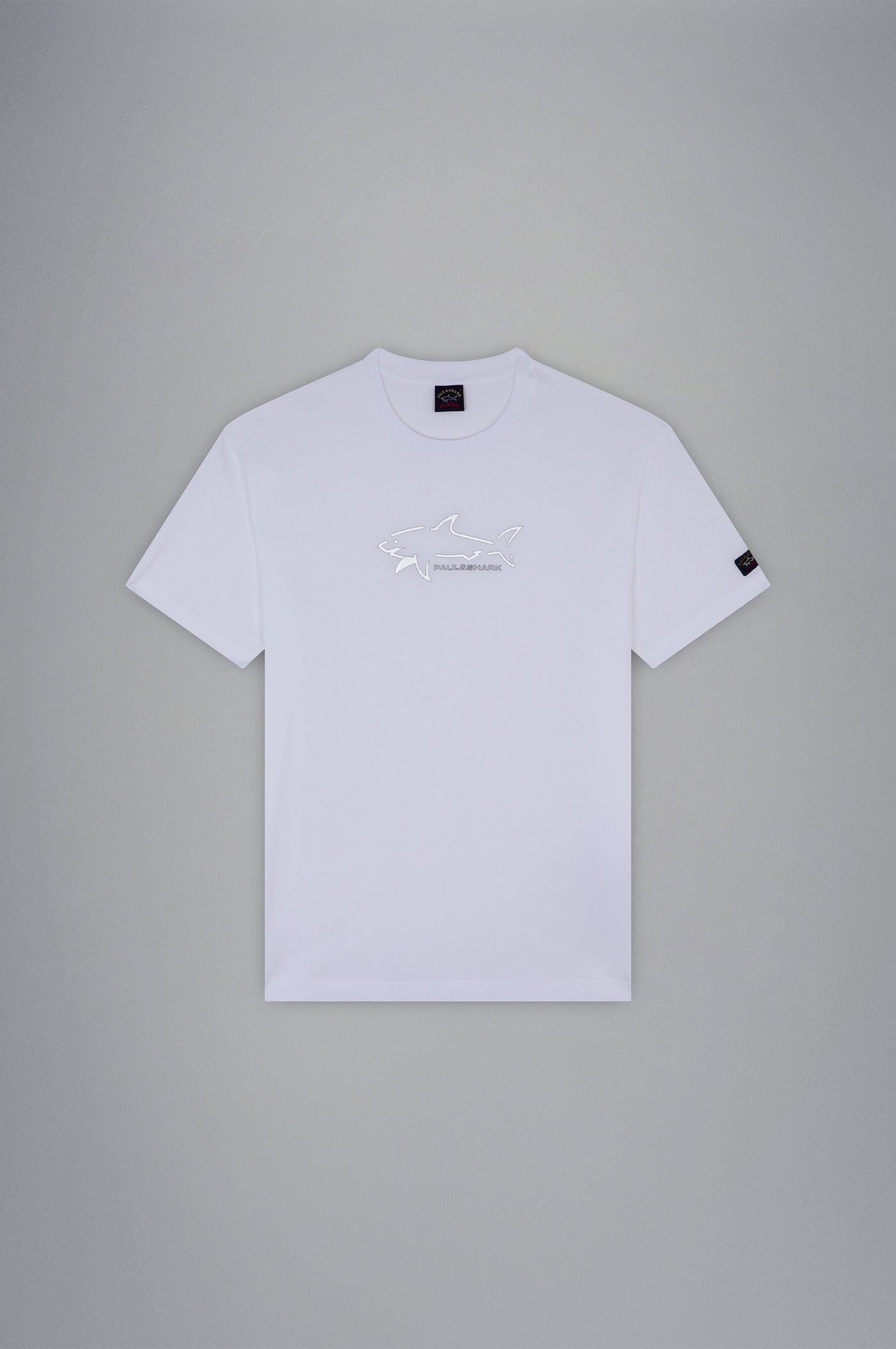 Paul & Shark T-shirt in Cotton with Shark Application and Writing | White