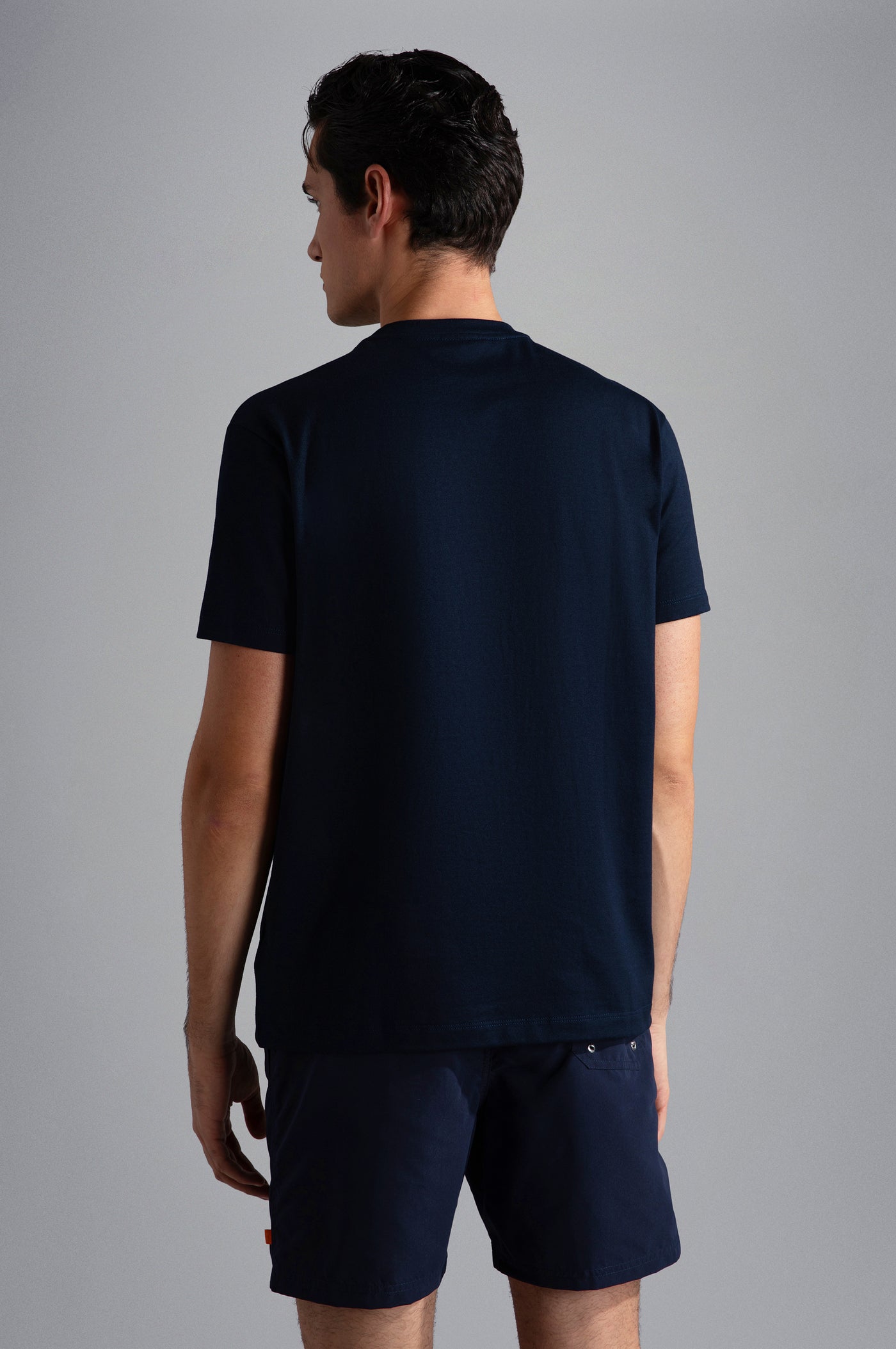 Paul & Shark Cotton Jersey T-shirt with Multicolor Embroidered Fin | Navy