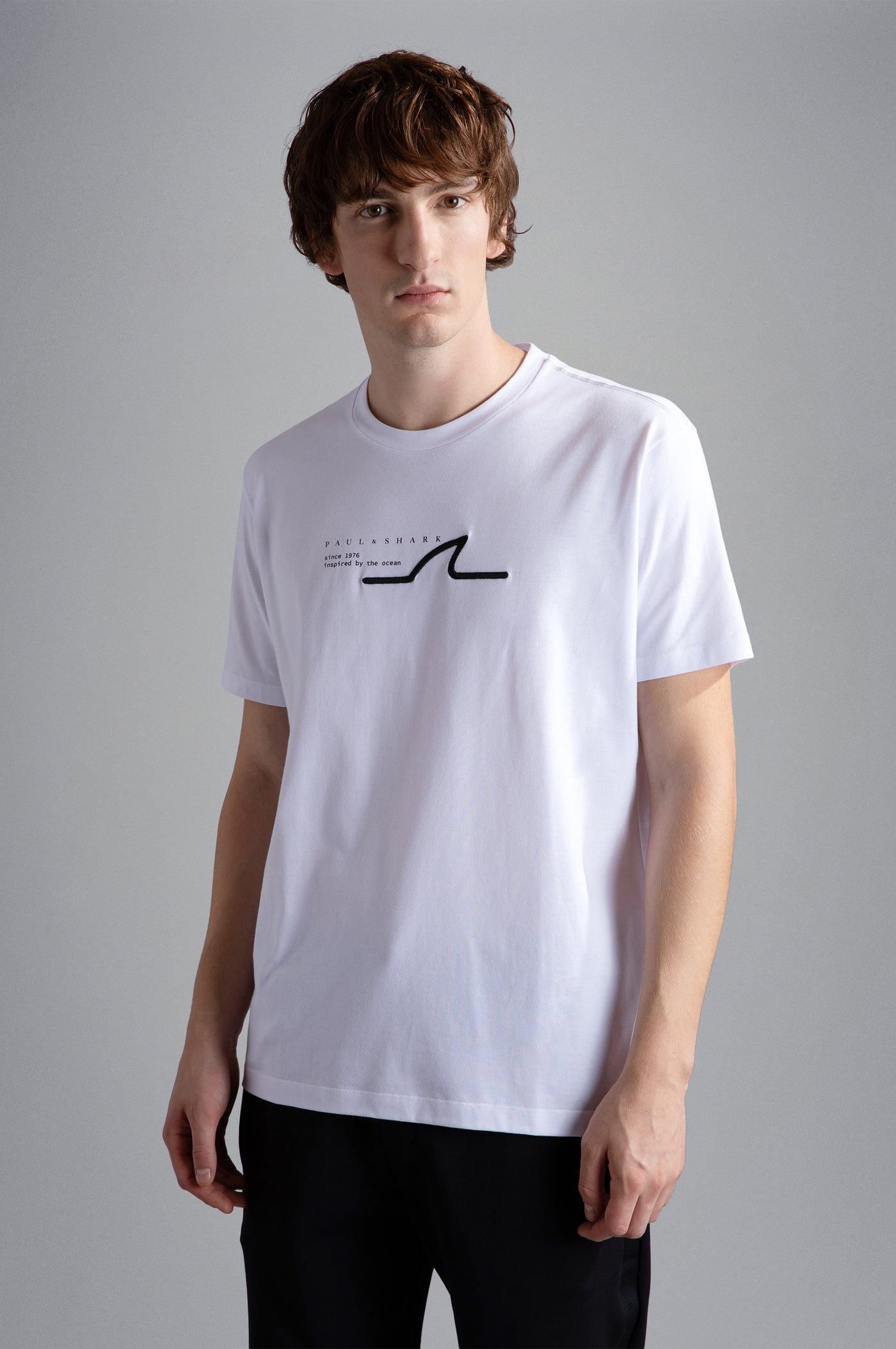 Paul & Shark Cotton Jersey T-shirt with Embroidery and P&S Print | White