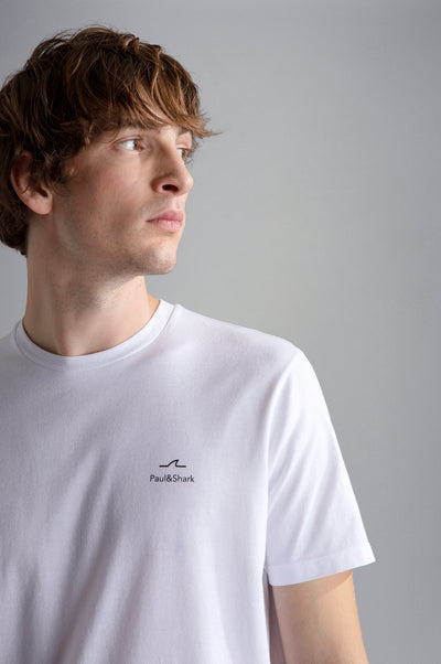 Paul & Shark Cotton Jersey T-shirt with Sail Print | White