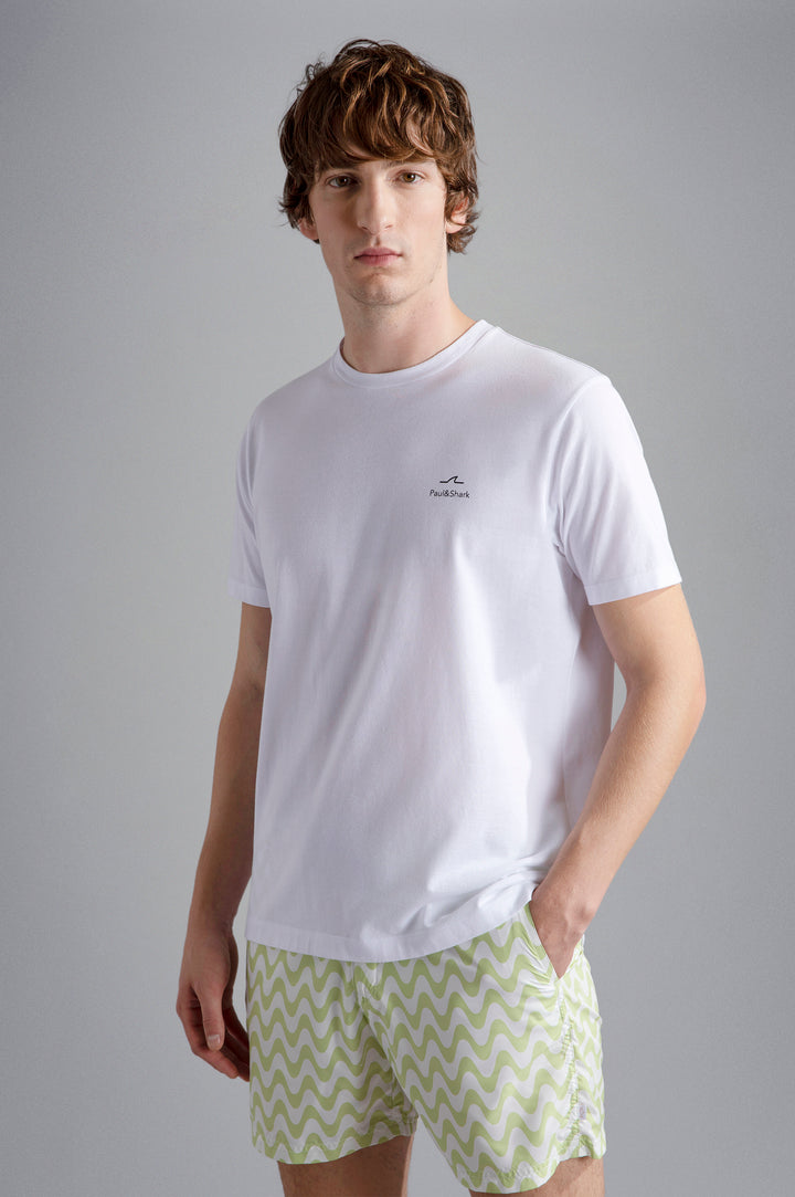 Paul & Shark Cotton Jersey T-shirt with Sail Print | White