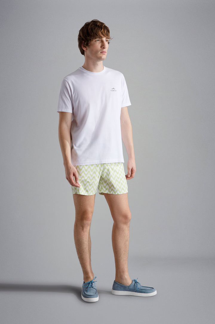 Paul & Shark Cotton Jersey T-shirt with Sail Print | White